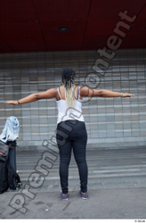 Whole Body Woman T poses Black Casual Chubby Standing Street photo references